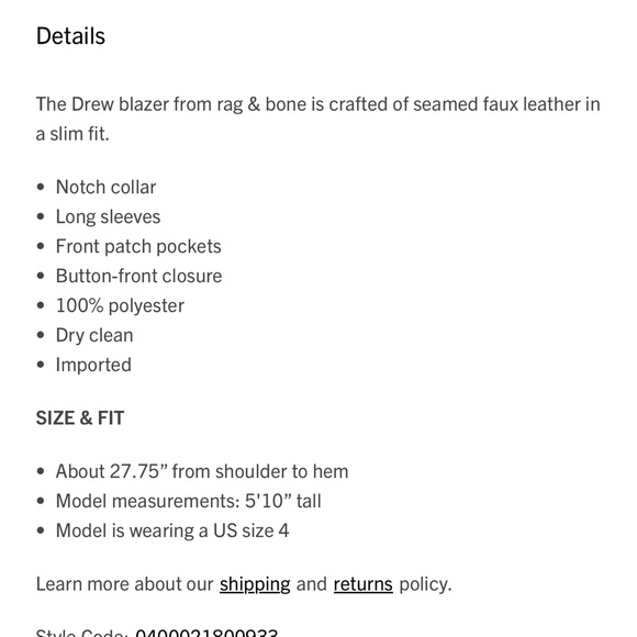 Rag & Bone Drew Faux Leather Blazer - Picture 10 of 10